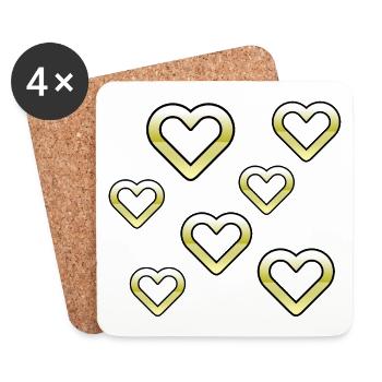 Hearts - Coasters (set of 4) - white - Front