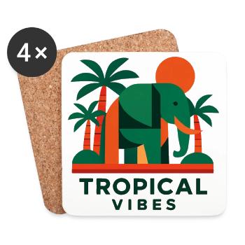 Tropical Elephant - Untersetzer (4er-Set) - Weiß - Vorne