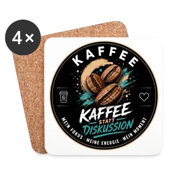 Kaffee Diskussion - modern - Untersetzer (4er-Set) - Weiß - Vorne