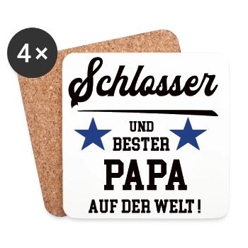 Schlosser Bester Papa Vatertag Geburtstag - Untersetzer (4er-Set) - Weiß - Vorne