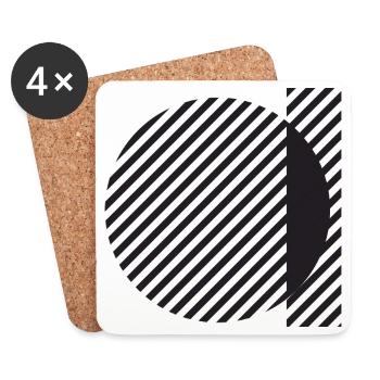 Abstrakter Diagonalstreifenkreis - Untersetzer (4er-Set) - Weiß - Vorne
