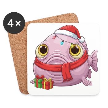 Funny Blobfish - Christmas Time with... - Coasters (set of 4) - white - Front