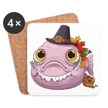 Funny Blobfish - Autumn and Thanksgiving - Coasters (set of 4) - white - Front