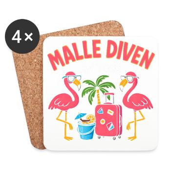 Malle Divas en tournée Fête féminine Flamingo à Majorque - Dessous de verre (lot de 4) - blanc - Devant