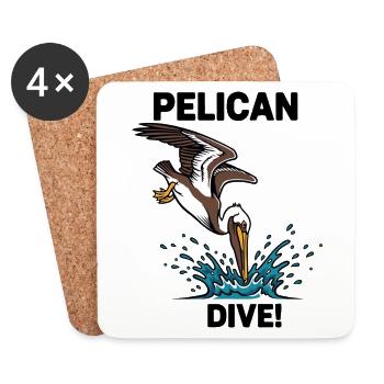 Pélican Brun Plongeon Mer Dive Pelican - Dessous de verre (lot de 4) - blanc - Devant