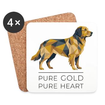 Golden Retriever Low-Poly - Pure gold, pure heart - Coasters (set of 4) - white - Front