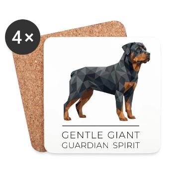 Rottweiler Low-Poly Art - Gentle giant - Untersetzer (4er-Set) - Weiß - Vorne