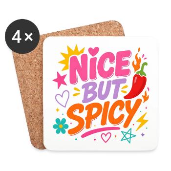 « Nice But Spicy » - Coloré, espiègle et plein d’énergie. - Dessous de verre (lot de 4) - blanc - Devant
