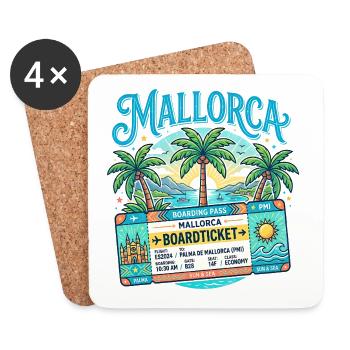 Mallorca Boarding Pass – Sommer Urlaub - Untersetzer (4er-Set) - Weiß - Vorne