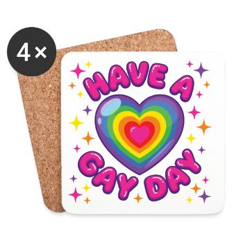 LGBTQ Pride Month - Have a Gay Day - Coasters (set of 4) - white - Front