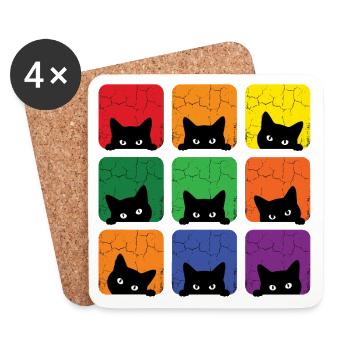 LGBT-Pride-Monat – Love is Love Cats - Untersetzer (4er-Set) - Weiß - Vorne