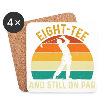 Achter Abschlag immer noch auf Par 80. Golf-Geburtstag - Untersetzer (4er-Set) - Weiß - Vorne