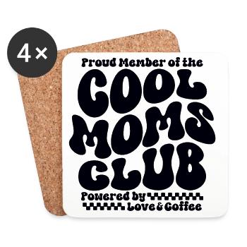 Mama Geschenk Muttertag - Cool Moms Club - Untersetzer (4er-Set) - Weiß - Vorne