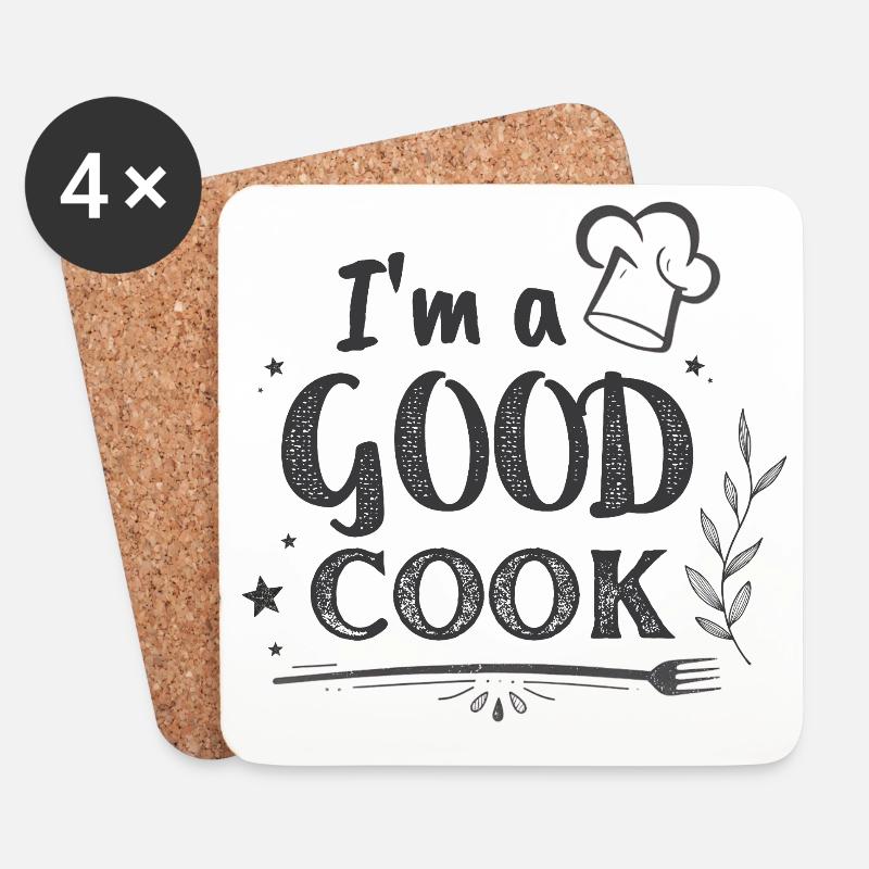 Im a GOOD COOK Chef Chalk - Coasters (set of 4) - white