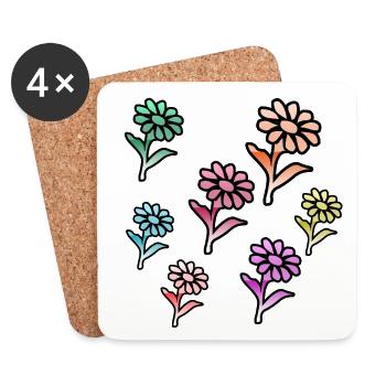 Fleur - Dessous de verre (lot de 4) - blanc - Devant