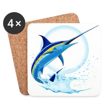 Blauer Marlin-Schwertfisch springt aus dem Ozean - Untersetzer (4er-Set) - Weiß - Vorne