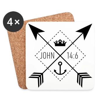 Sign John14:6 - Coasters (set of 4) - white - Front