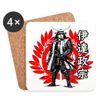 Date Masamune, le Dragon Borgne - Dessous de verre (lot de 4) - blanc - Devant