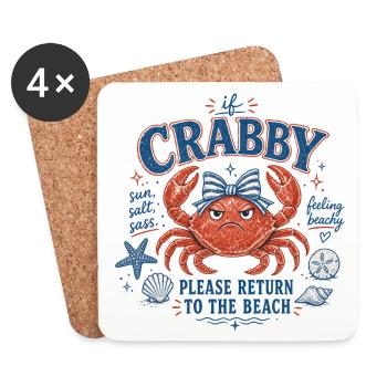 Krabbe - If Crabby – Please Return to the Beach - Coasters (set of 4) - white - Front