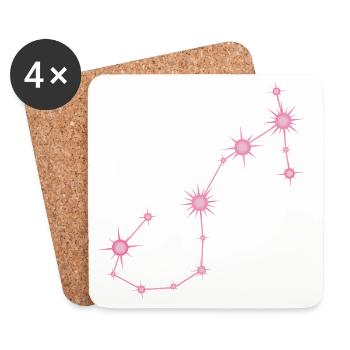 Constellation de l’Étoile du Scorpion Signe du zodiaque rose pastel - Dessous de verre (lot de 4) - blanc - Devant
