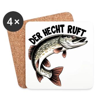 Der Hecht ruft! - Untersetzer (4er-Set) - Weiß - Vorne