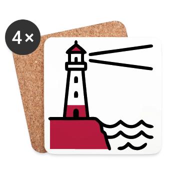 Marine maritime de la Côte du Phare - Dessous de verre (lot de 4) - blanc - Devant