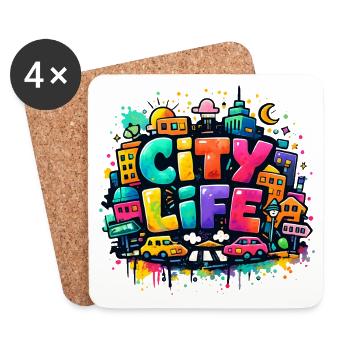 City_Life - Dessous de verre (lot de 4) - blanc - Devant