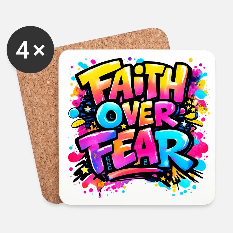 Faith_over_Fear - Untersetzer (4er-Set) - Weiß