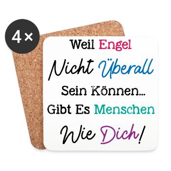 Weil Engel nicht überall, Besten Freund Geschenk - Untersetzer (4er-Set) - Weiß - Vorne