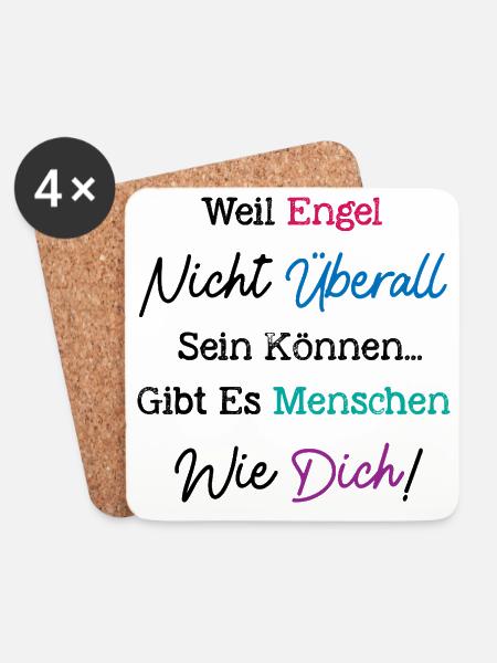 Weil Engel nicht überall, Besten Freund Geschenk - Untersetzer (4er-Set) - Weiß
