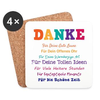 Besten Freund Kollegen Spruch Dankeschön Geschenk - Untersetzer (4er-Set) - Weiß - Vorne
