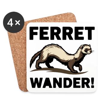 Frettchen-Wander-Frettchen-Erkundung beim Durchstöbern - Untersetzer (4er-Set) - Weiß - Vorne