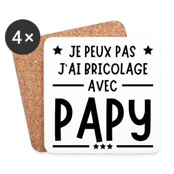je peux pas j'ai bricolage avec papy Cadeau  - Dessous de verre (lot de 4) - blanc - Devant