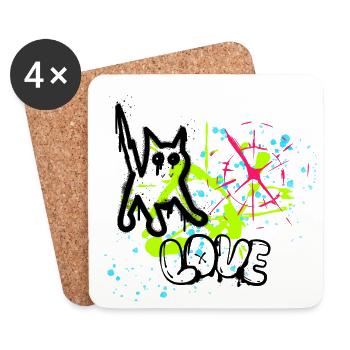Neon Graffiti Splatter Muster - Untersetzer (4er-Set) - Weiß - Vorne