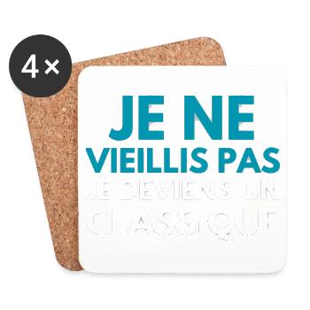 Je ne vieillis pas je deviens un classique - Dessous de verre (lot de 4) - blanc - Devant
