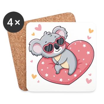 Koala-Liebe auf Pink Heart - Untersetzer (4er-Set) - Weiß - Vorne