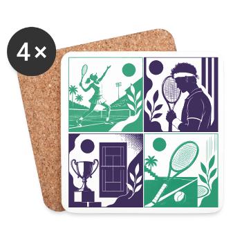 TENNIS WORLD - IA WB générée - Dessous de verre (lot de 4) - blanc - Devant