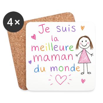 Je suis la meilleure maman du monde - Dessous de verre (lot de 4) - blanc - Devant
