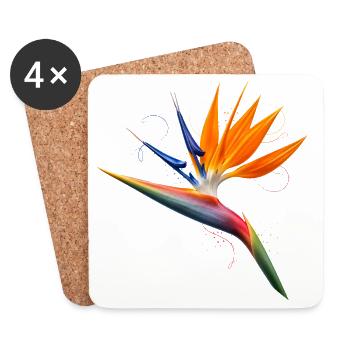 Fleurs d’oiseau de paradis Motif floral exotique - Dessous de verre (lot de 4) - blanc - Devant