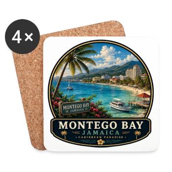 Montego Bay Jamaika Karibik Urlaub Strandpalmen - Untersetzer (4er-Set) - Weiß - Vorne