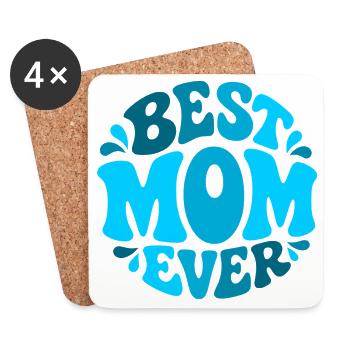 Best Mom Ever - Beste Mama Design in Blautönen - Untersetzer (4er-Set) - Weiß - Vorne
