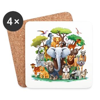 Forest Animals Collage - Coasters (set of 4) - white - Front