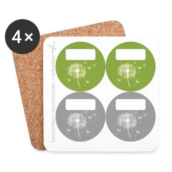 DIY Namensaufkleber Pusteblumen - 4 er Set - Untersetzer (4er-Set) - Weiß - Vorne