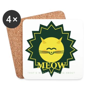 Sunny Meow Sun Mascot - Coasters (set of 4) - white - Front