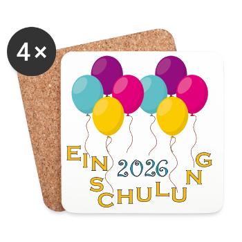 Inscription à l’école avec ballons colorés - Dessous de verre (lot de 4) - blanc - Devant