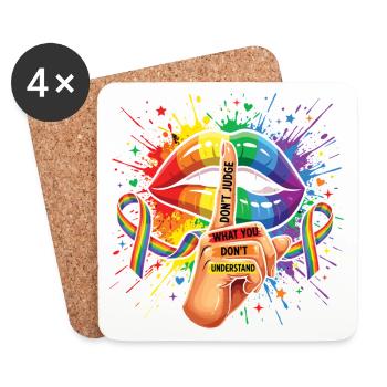 LGBTQIA+ – Verurteile nicht, was du nicht verstehst. - Untersetzer (4er-Set) - Weiß - Vorne