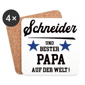 Schneider Bester Papa Vatertag Geburtstag Vater - Untersetzer (4er-Set) - Weiß - Vorne