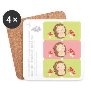 DIY - Schuhaufkleber Igel & Fliegenpilz rosa grün - Untersetzer (4er-Set) - Weiß - Vorne