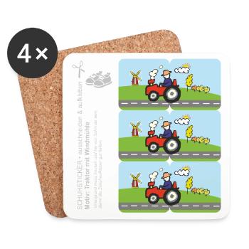 DIY Schuhaufkleber Traktor & Windmühle 2-teilig - Untersetzer (4er-Set) - Weiß - Vorne