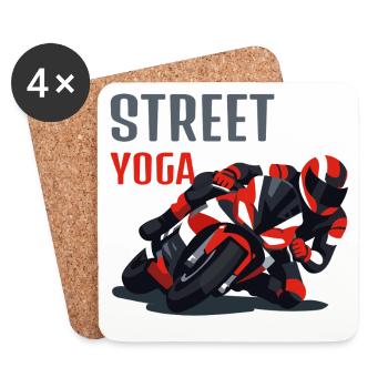 Street Yoga aka Motorcycling - Coasters (set of 4) - white - Front